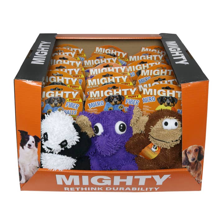 MIGHTY® MICROFIBER BALL PDQ - 17 Units of Durable Dog Toys for wholesale by Tuffy Dog Toys - VIP Products