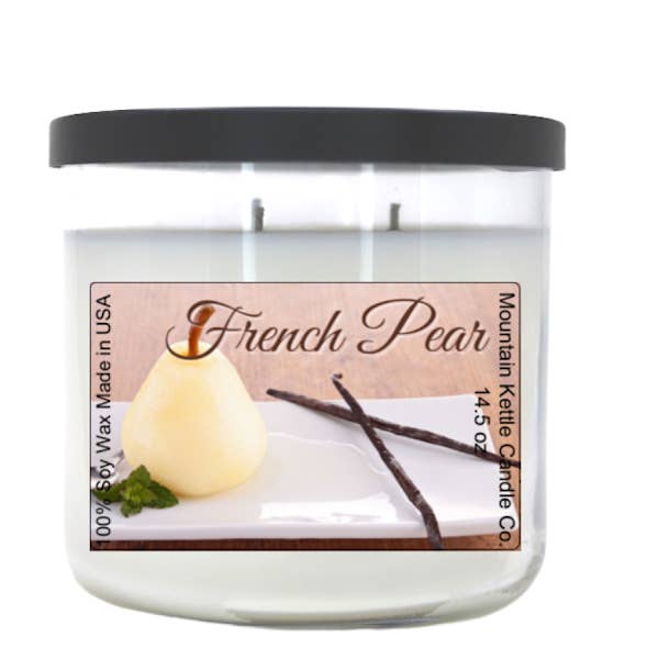 French Pear 100% Soy Wax 3-Wick Candle for wholesale by Mountain Kettle