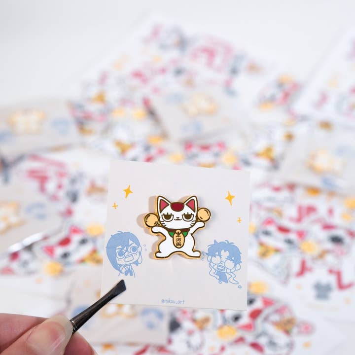 MikouArt - Wholesale Lapel pin/button - Lucky Cat holding balls Enamel Pin | "Granny" Anime Inspired | Mikou Art2