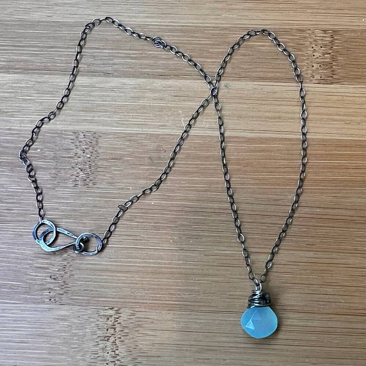 Gemstone Bead Drop Necklace with Recycled Metal for wholesale by Jen Burrall Designs