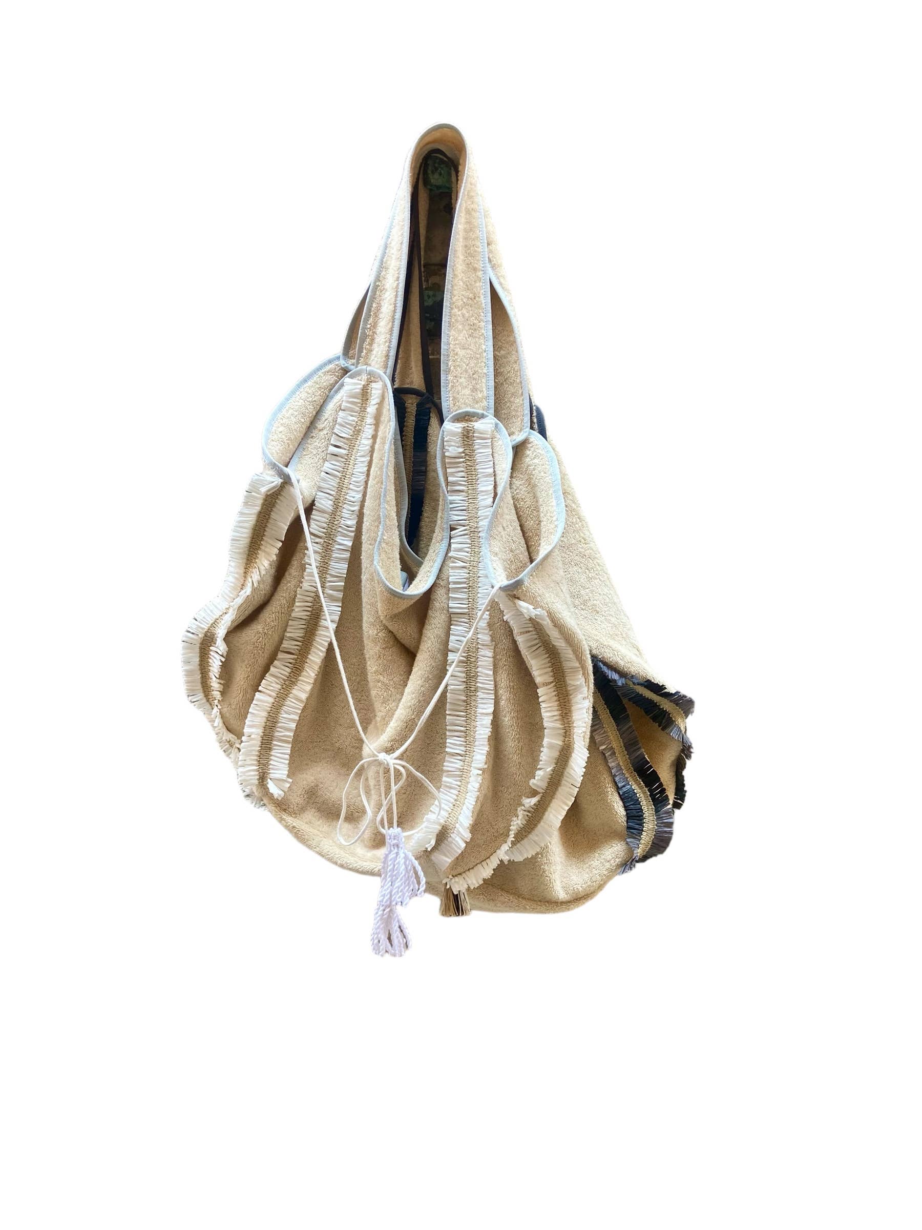 Teod’amar Venezia - Venta al por mayor Bolsa de playa - Bolsa saco de algodón felpa con ribetes2