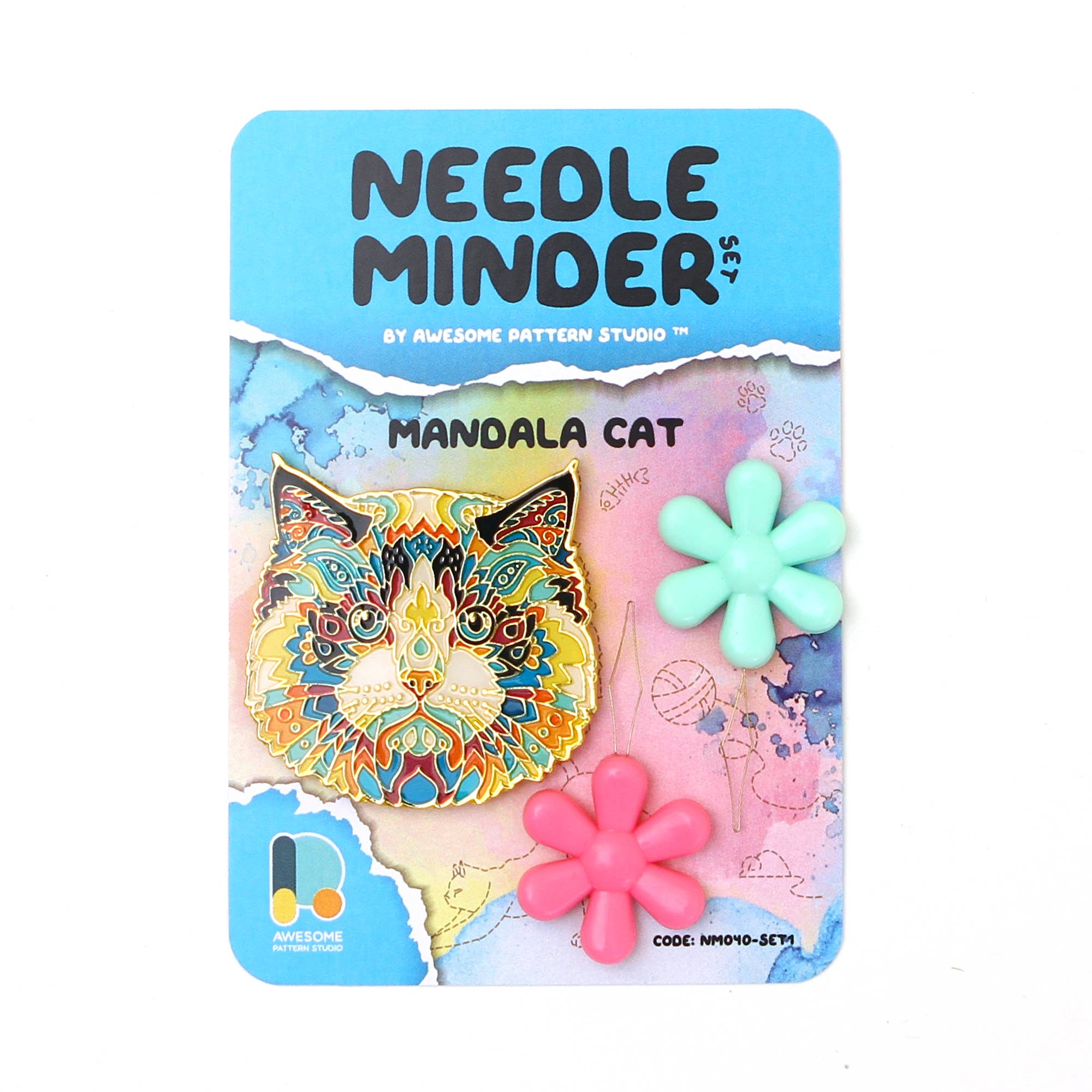 Awesome Pattern Studio - Wholesale Embroidery/Cross Stitch Supplies - Mandala Cat - Magnetic Needle Minder Set #10