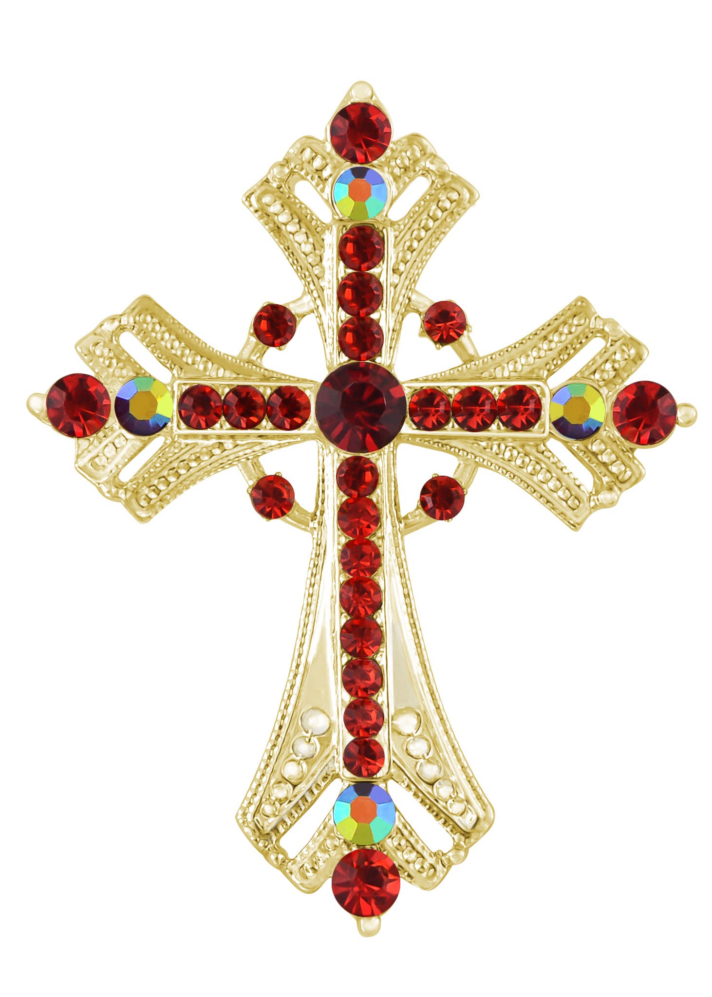 AK Brand - Vendita all'ingrosso Spille - Spilla a forma di croce religiosa argentata con strass11