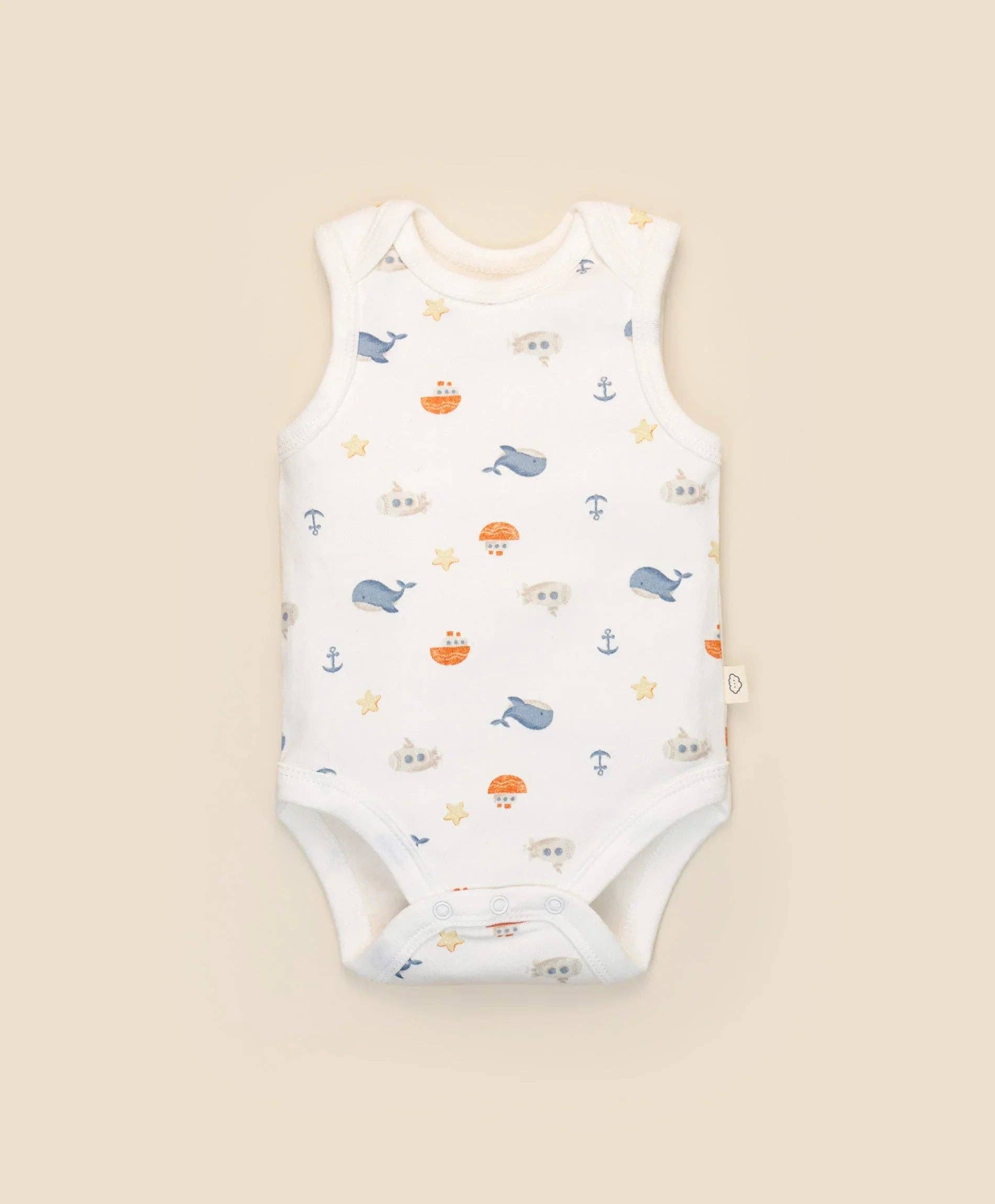 Lūmmi in Colour Babywear – Großhandel Body (ohne Füße) – Baby – Ärmelloser Body aus Bio-Baumwolle - Meer1