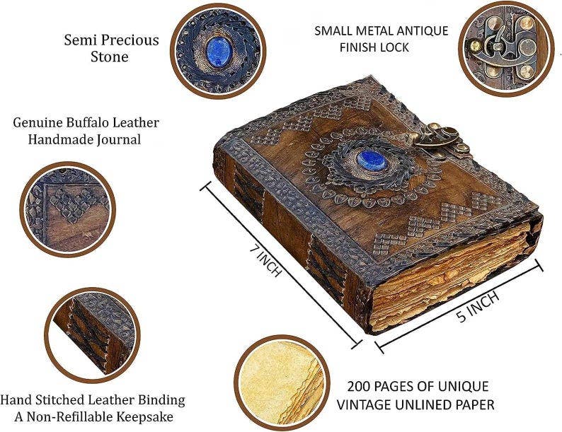 Leatherooze - Vente Journal intime - Journal en cuir embossé 5X7 POUCES 200 pages.3