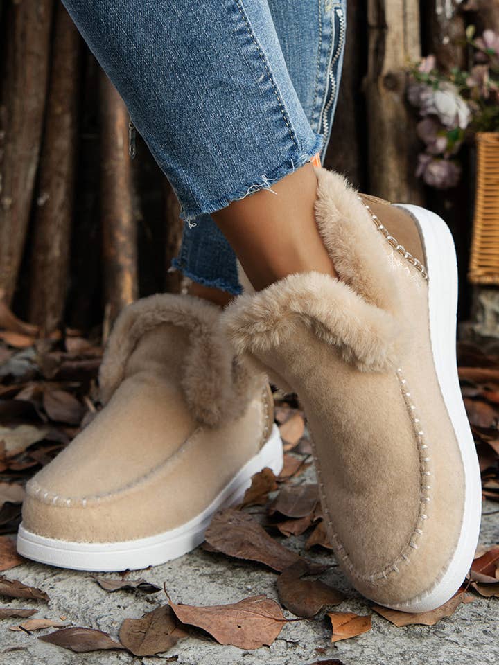 Threaded Pear - Wholesale Booties - Women's - Anna Suede Stitching Plush Lined Anklet Boots5