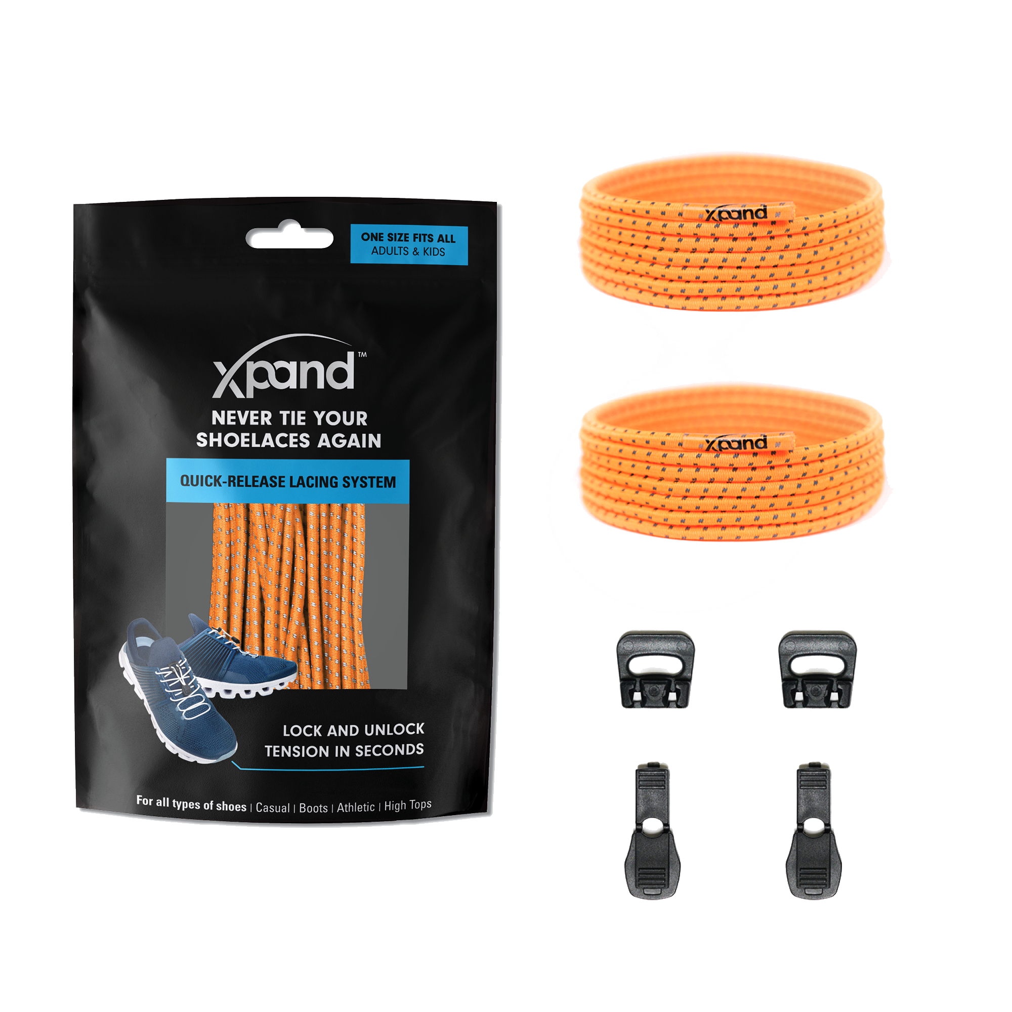 Xpand Laces - Wholesale Shoelaces - Unisex - No-Tie Elastic Round Laces | Hi-Vis Reflective | One Size8