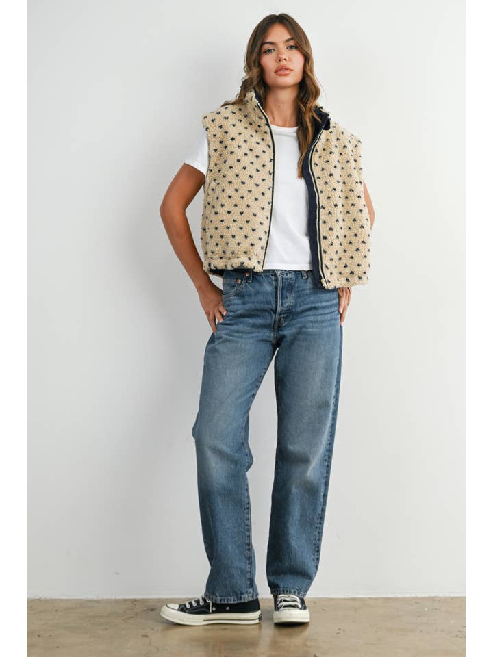 BUTTERMELON - Wholesale Jacket - Women's - Floral Fleece Sleeveless Vest - BMJ784919