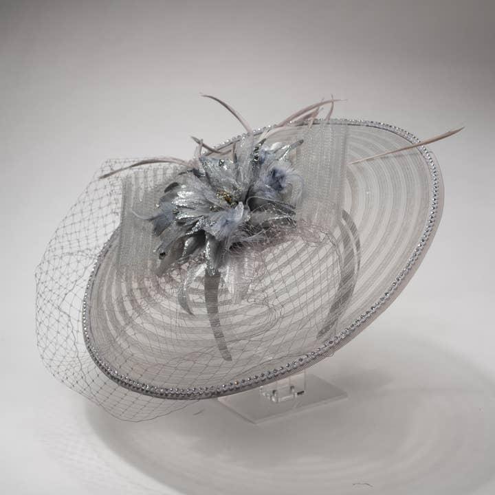 KaKyCo - Wholesale Fascinator Hat - Women's - AJ675H | Crinoline Fascinator With Veil/Crinoline/Feather
