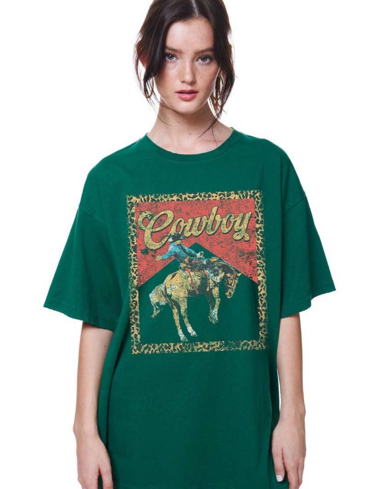Zutter - Wholesale Screen Printed T-Shirt - Women's - Cowboy Western Vintage Graphic Oversized Top0