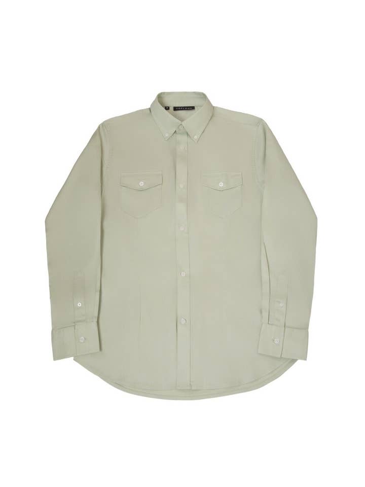 Oxford Shirts met lange mouwen en normale pasvorm voor heren - Pumic Stone voor wholesale door TOPLOOK LONDON