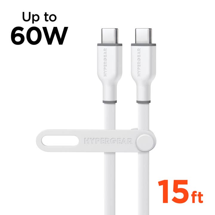 Cable de carga rápida Flexi Pro USB-C a USB-C con tacto suave | 15 pies para venta al por mayor de HyperGear
