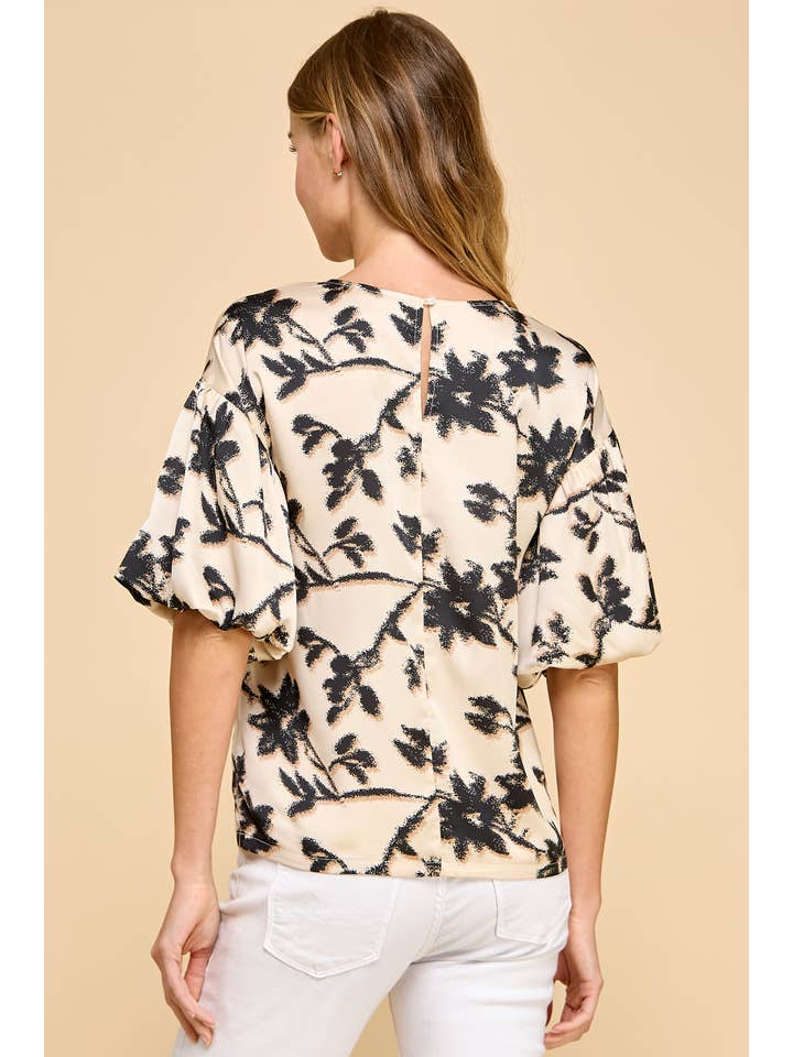 TCEC - Wholesale Blouse - Women's - CT8046-Floral Print Round Neckline Top