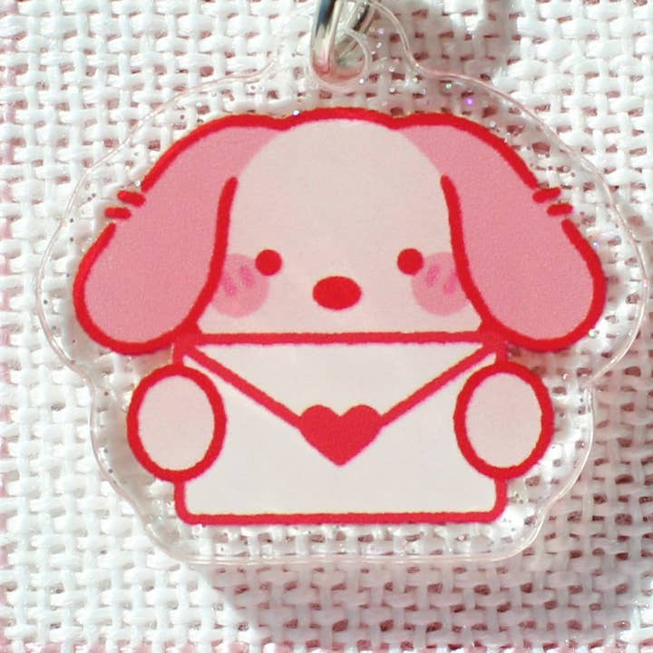Mocha Love Letter • Glittery Mini Keychain for wholesale by Sam’s Scribbles