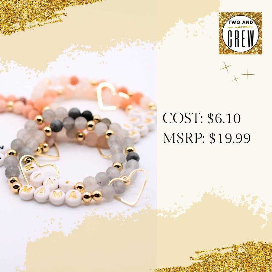 Two and Crew - Faith Based Jewelry & Gifts - Wholesale Charm/Dangle Bracelet - Mama Mini Bracelet Set – Matching Mother gift, Mom bracelet3