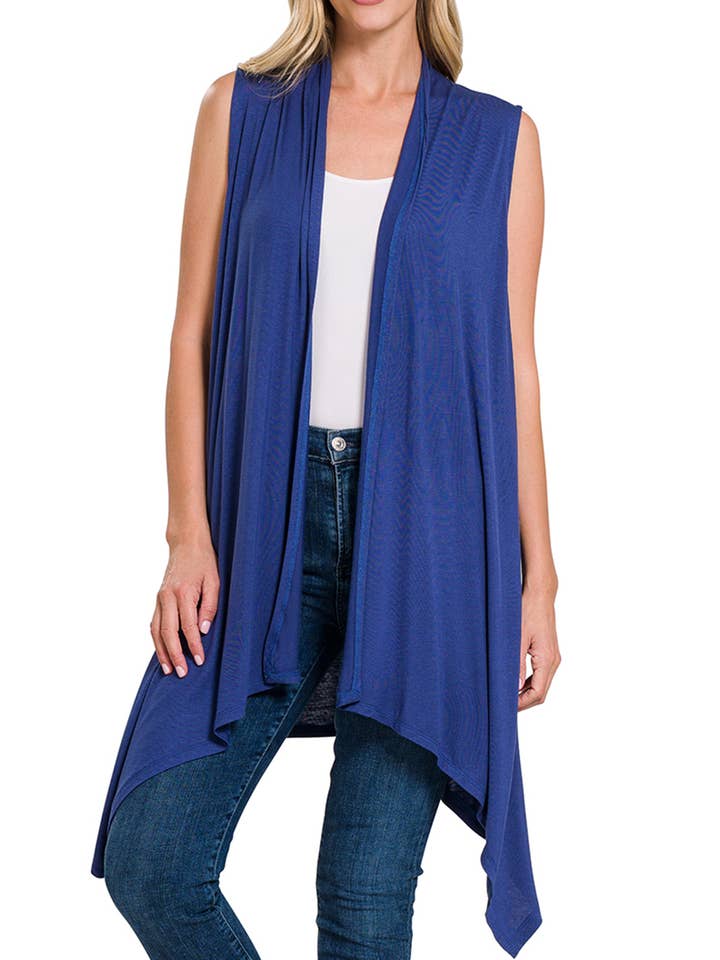Vanilla Monkey - Wholesale Cardigan - Women's - Sleeveless Draped Open Front Cardigan