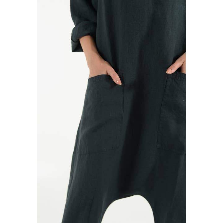 KYOTO Linen Jumpsuit ANTHRACITE BLACK for wholesale by YUME