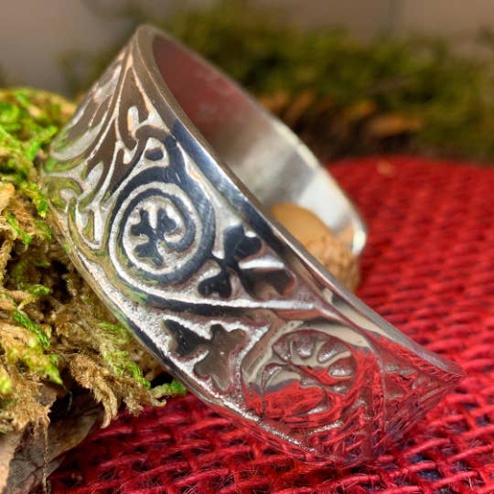 Celtic Crystal Designs Jewelry & Gifts - Vente Bracelet manchette - Bracelet manchette Galway Claddagh en étain massif4