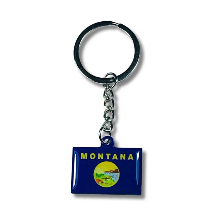 Porte-clés en métal - Drapeau de l'État du Montana - États-Unis pour la vente par Worldwide Souvenirs