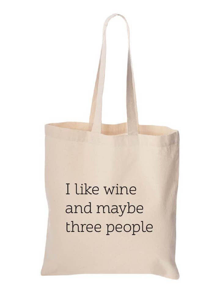 I Like wine and maybe three people canvas tote for wholesale by Mixed Ethically