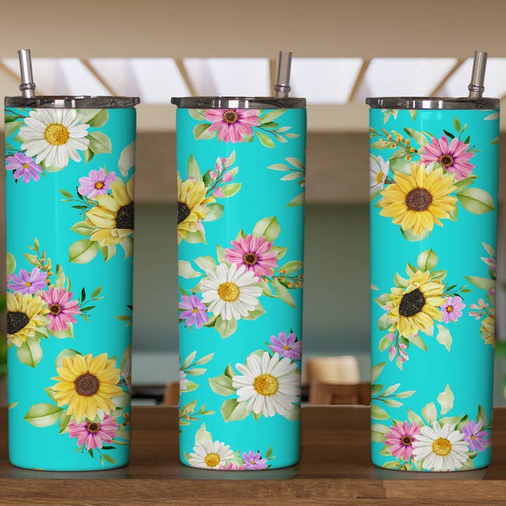 Floral-20 Metal Insulated Skinny Tumbler - 20oz for wholesale by Triple D's Tumblers n More