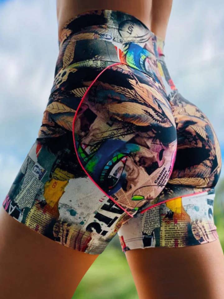 comfortable high-waisted graphic shorts for wholesale by Queen Fashion