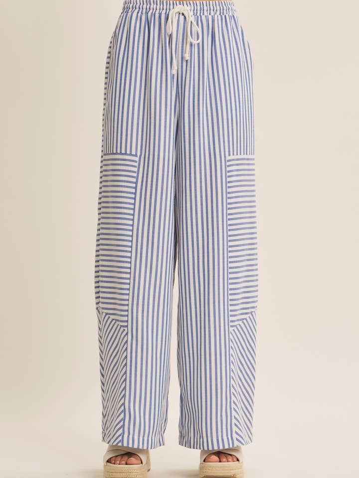 SALT-AIR TEXTURED STRIPE WIDE-LEG PANTS WITH POCKETS for wholesale by in february