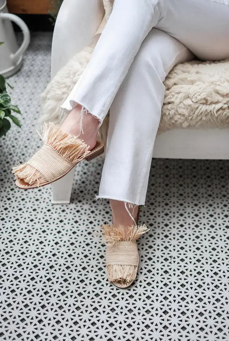 Melecraft – Großhandel Sandalen – Damen – Sommer-Sandalen, flache Raffia-Mules, Raffia-Sandalen1