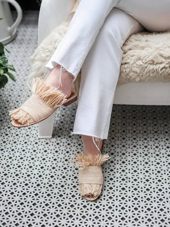 Melecraft – Großhandel Sandalen – Damen – Sommer-Sandalen, flache Raffia-Mules, Raffia-Sandalen1