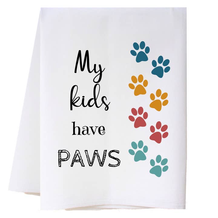 My Kids Have Paws Kitchen Towel for wholesale by Cora & Pate