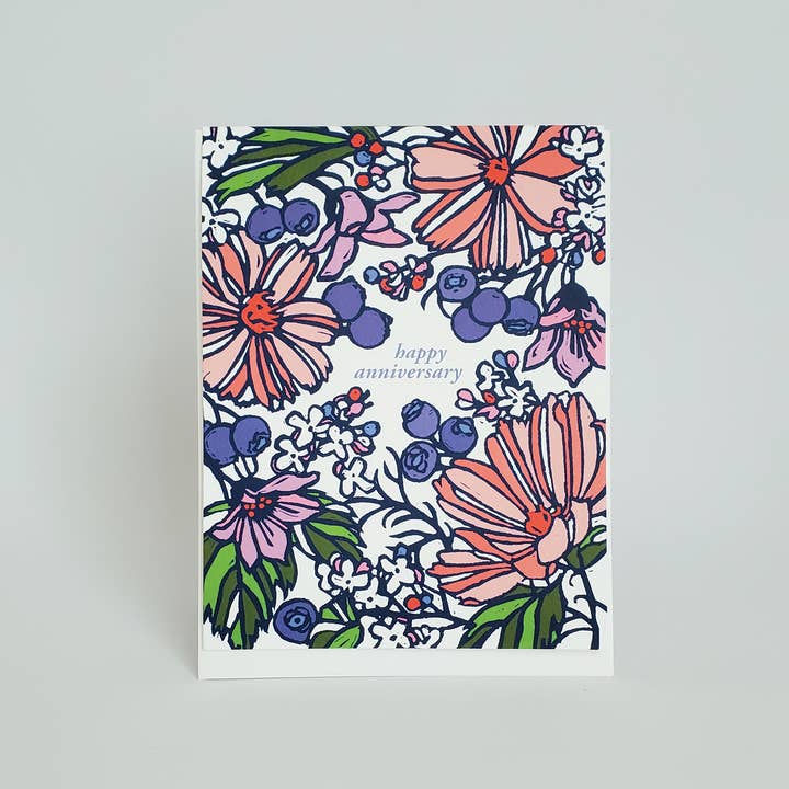 Little Green - Wholesale Graduation Card - NEW Happy Anniversary Floral Greeting Card