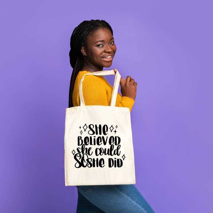 She Believed She Could So She Did Tote Bag for wholesale by AGS Creations