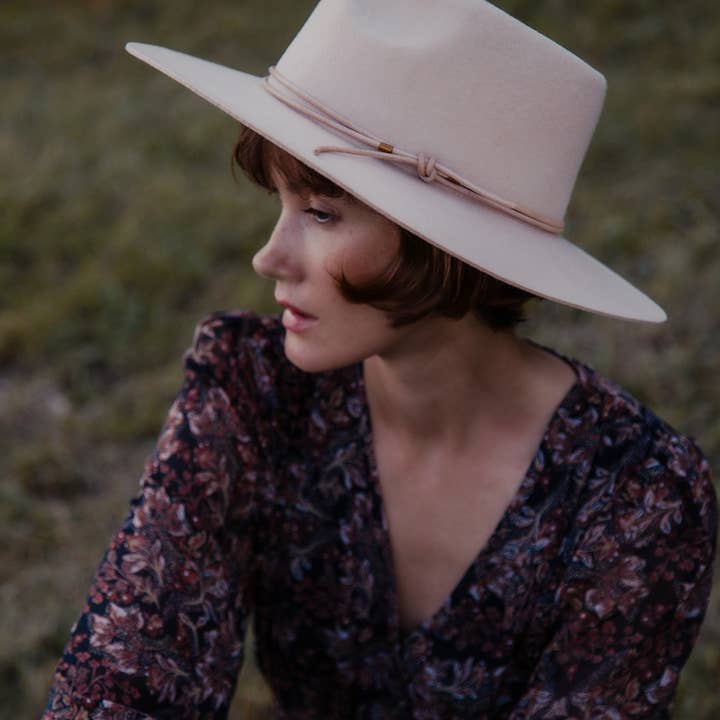 Lennox Wool Fedora in Buff / Nude Cord for wholesale by Per Lei New York