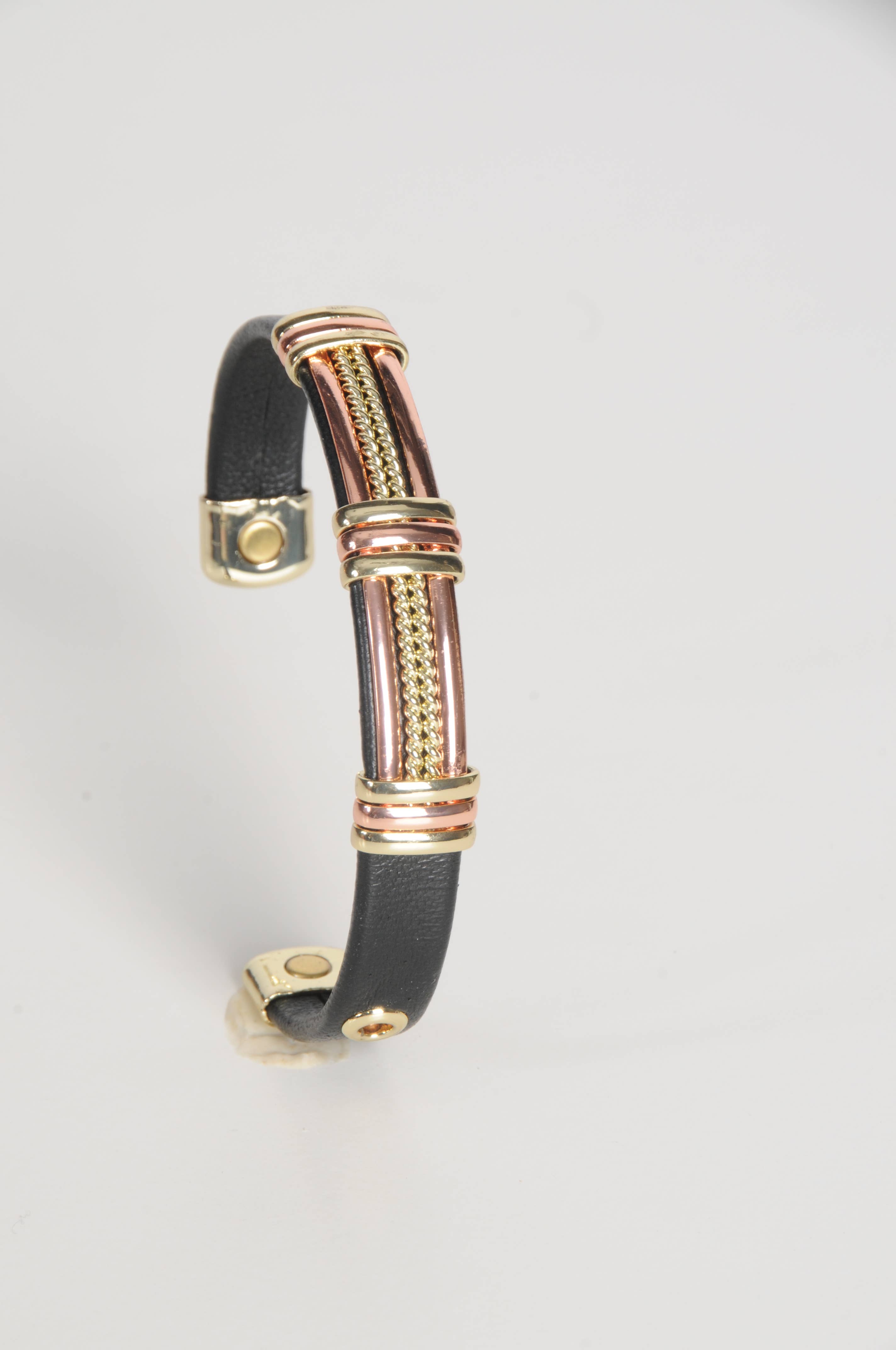 Shelley Enterprises Inc. - Wholesale Cuff Bracelet - 6143-MCH Magnetic Pure Copper Leatherette Cuff Bracelet2