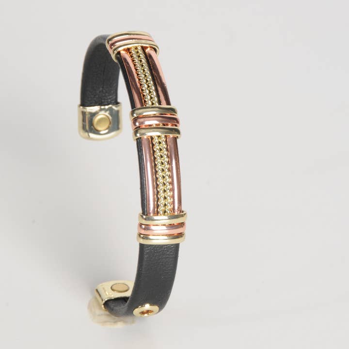 Shelley Enterprises Inc. - Wholesale Cuff Bracelet - 6143-MCH Magnetic Pure Copper Leatherette Cuff Bracelet2