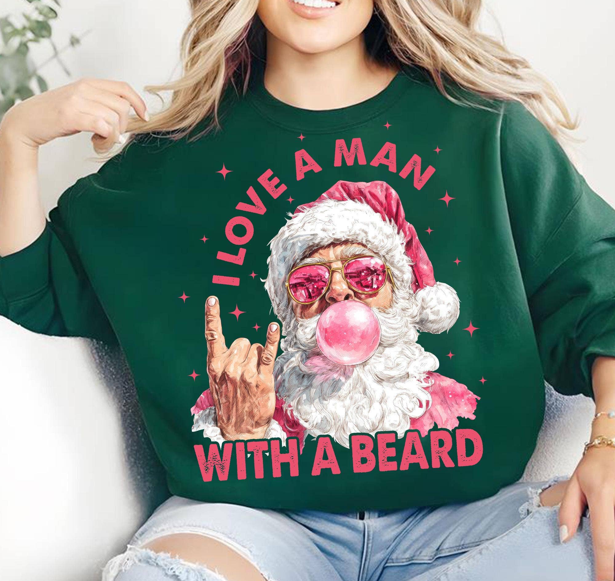 NVC Ecommerce LLC - Wholesale T-Shirt (Graphic) - Women's - Retro Pink Santa Claus Tee, Trendy Christmas Santa Sweater2