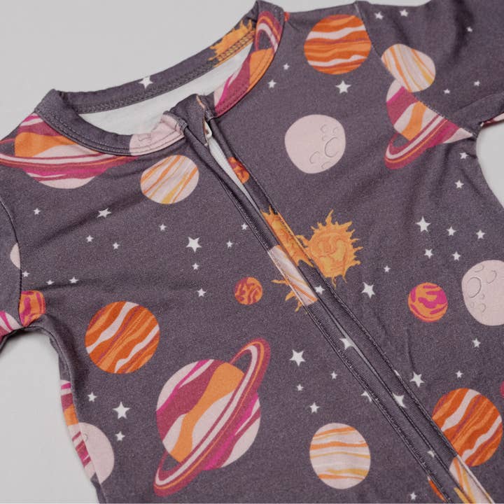 Pookie Baby - Wholesale Bodysuit (Footed) - Baby - Space Bamboo Viscose Pookie Jamas Zipper Footies1