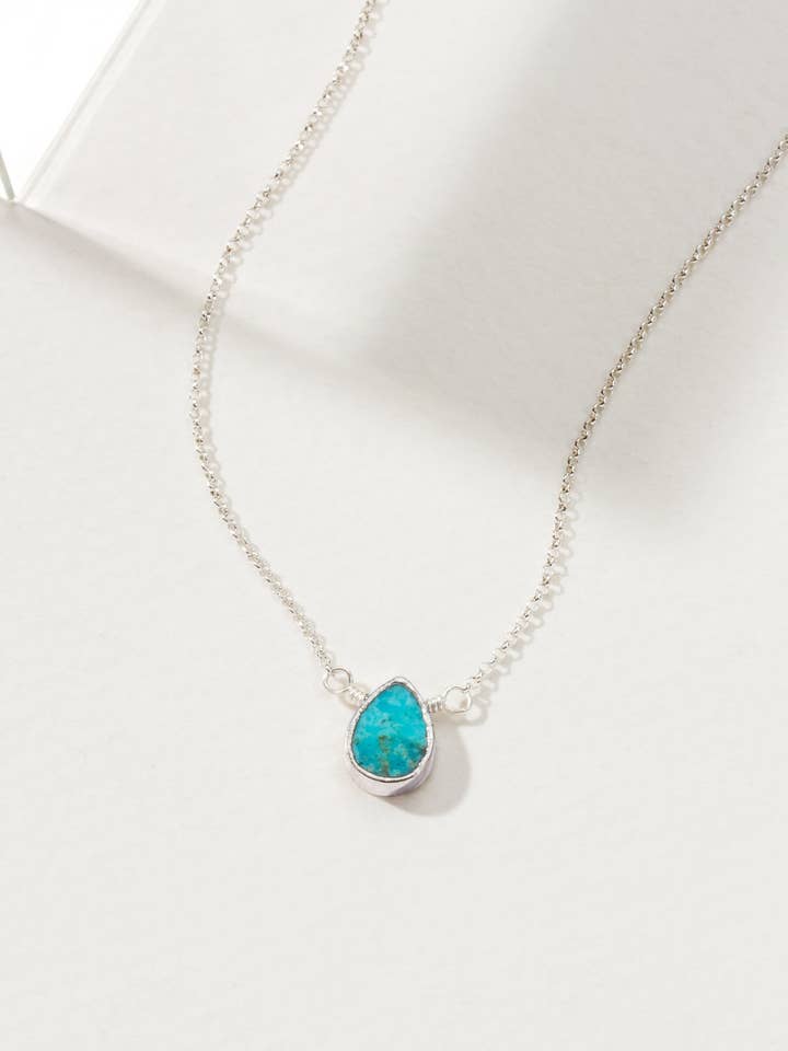 Silver Delicate Gemstone Necklace- Turquoise for wholesale by Luna Norte