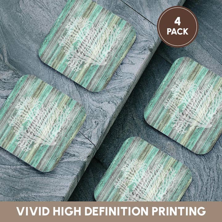 3dRose - Wholesale Coasters - 3dRose, A rustic weathered coastal and nautical coral design for beach decor., Coaster12