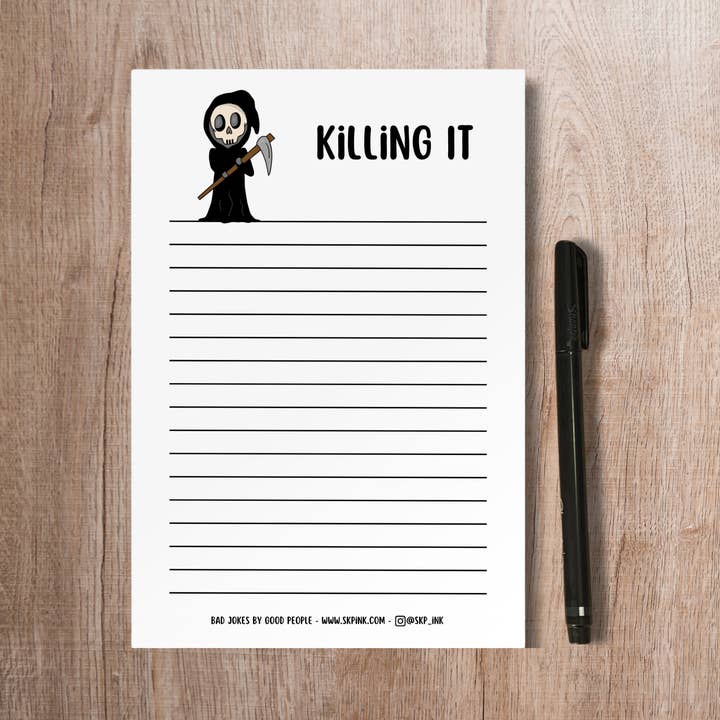 Bloc-notes Funny Grim Reaper | Papeterie You're Killing It Pun pour la vente par SKP ink