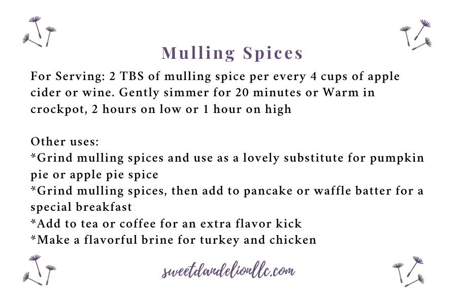 Sweet Dandelion, llc - Wholesale Mulling Spice - Mulling Spices1