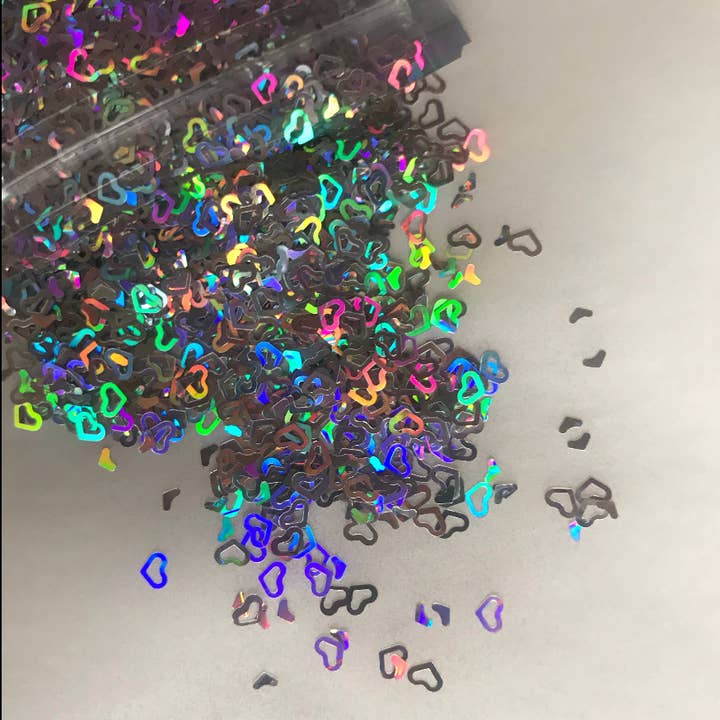 Wax Melt Moulds and Supplies - Wholesale Body Glitter/Shimmer - Silver Hollow Heart Glitter