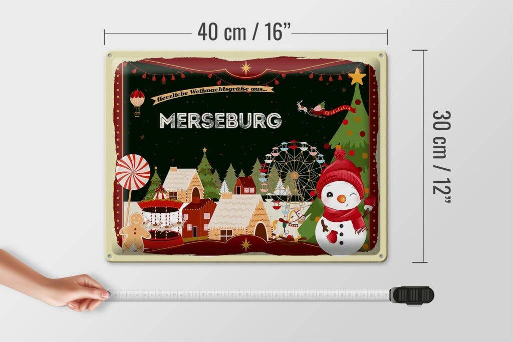 Femer - Wholesale Christmas Wall Art - Tin sign Christmas greetings MERSEBURG gift decorative sign 40x30 cm4