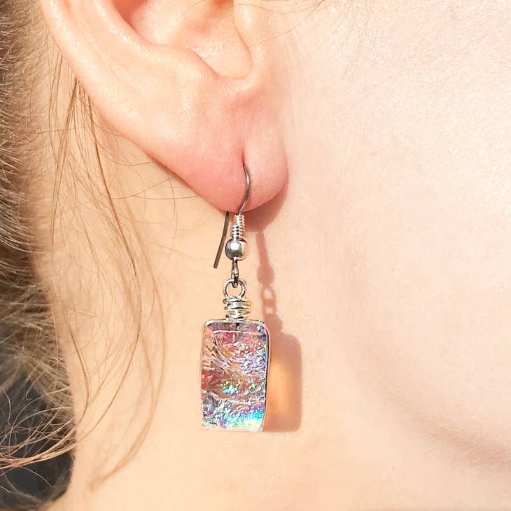 Wholesale Dichroic Glass Earrings - Rainbow Clear for your store - Faire