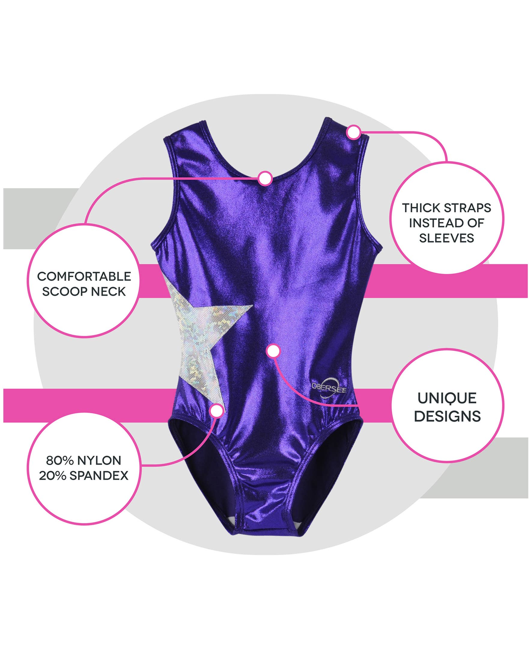 Obersee - Wholesale Leotard - Kids - Girl's Gymnastics Leotard - Purple Star4