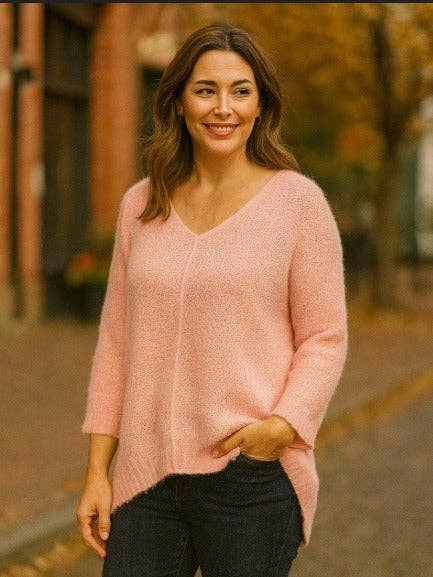 Jersey de punto de cuello en V de tacto suave Boucle Hi Low para venta al por mayor de Kurt Muller