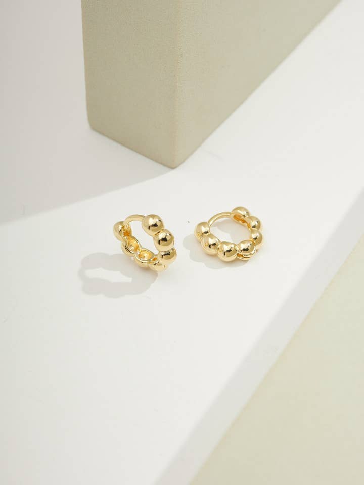 Demi-Fine Jewelry Petit Beaded Huggie | Fast Shipping for wholesale by Bossaglam Jewelry