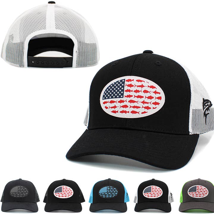 KBETHOS - Wholesale Trucker Hat - Unisex - USA Fish Flag Mesh Back Ballcap1