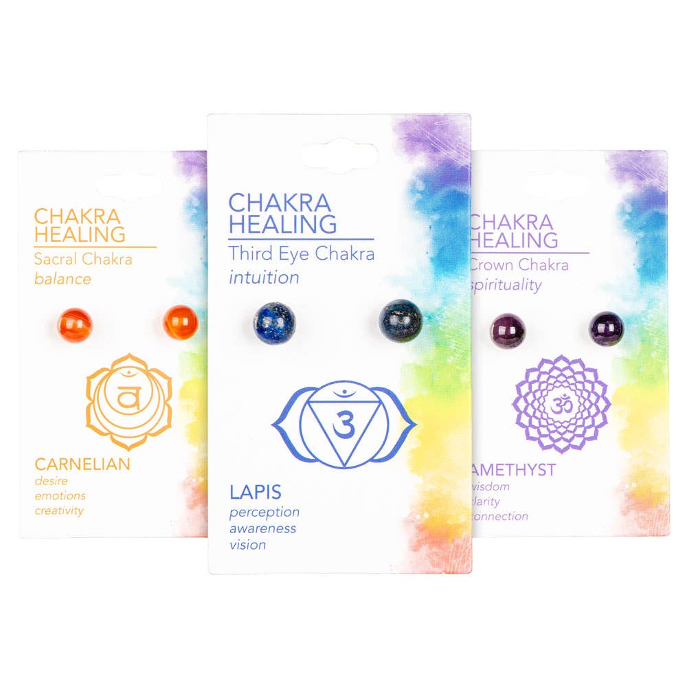 Benjamin International - Wholesale Stud/Post Earrings - CHAKRA EARRINGS/GENUINE 8MM STONES0