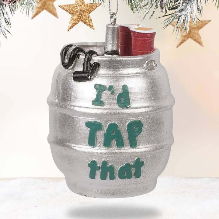 Ornement de Fût de Bière "Je Taperais Ça" – Cadeau de Noël Amusant pour la vente par Elskandi